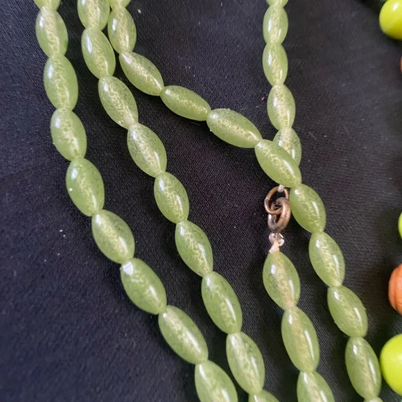 Green. Green. Green and Green & Wood Beaded Necklaces and Bracelet - Picture 9 of 12